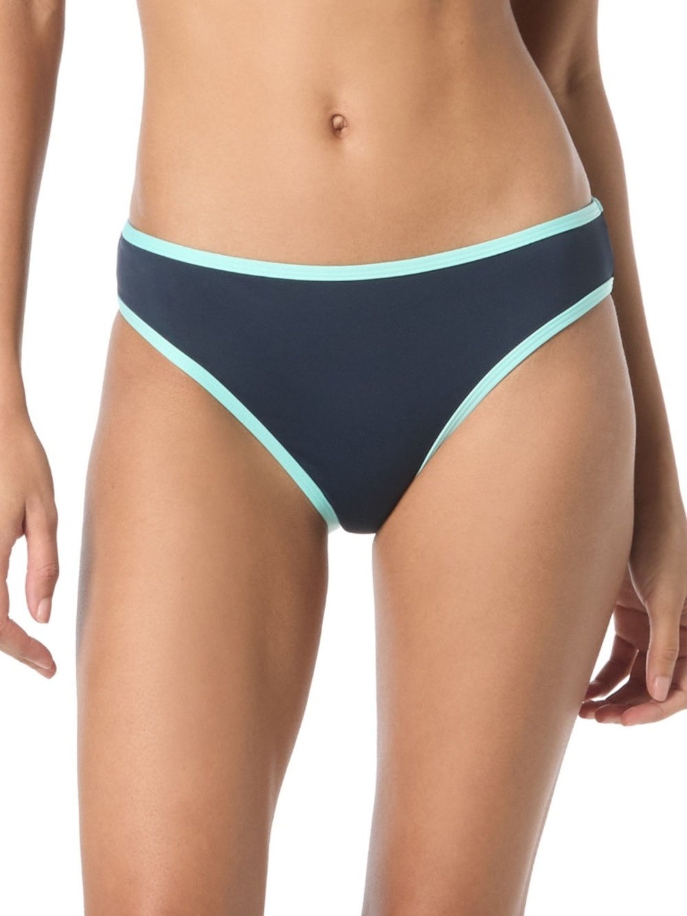 Kate Spade Women's Contrast-Trim High-Cut Bikini Bottoms,Blazer Blue